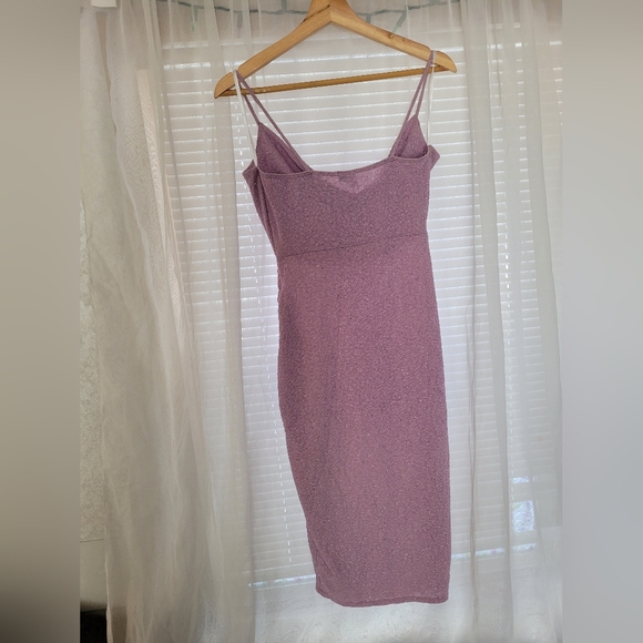 Windsor Kim Cowl Neck Bodycon Glitter Midi Dress Size Large Purple Dancewear - Picture 7 of 9